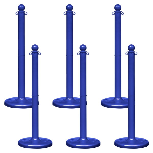 Mr. Chain Blue Medium Duty Stowable Stanchion, 6PK - 93706-6