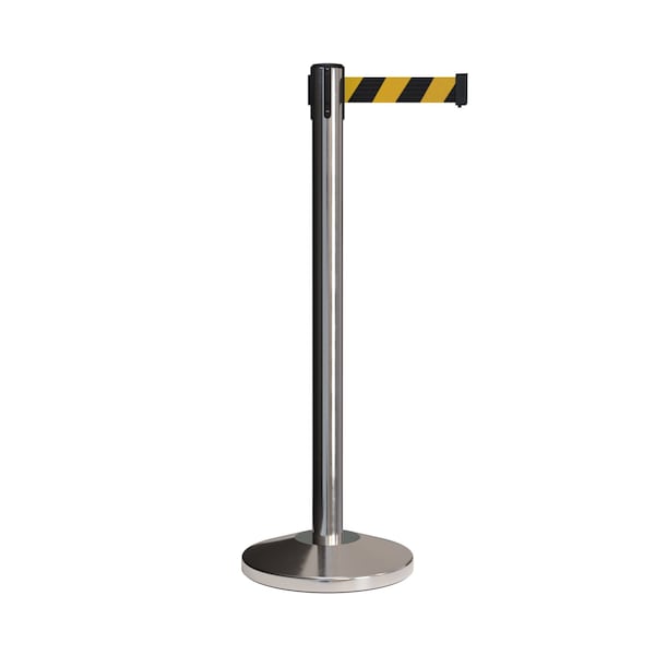 Montour Line Stanchion Belt Barrier Pol.Steel Post 13ft. Blk/Ye Belt - ES400-PS-BYD-130