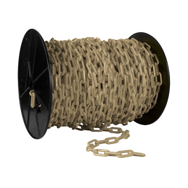 Mr. Chain 1.5" x 200' Army Tan Plastic Safety Chain - Reel - 30155