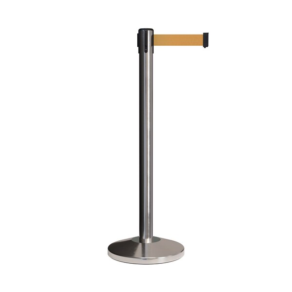 Montour Line Stanchion Belt Barrier Pol.Steel Post 13ft. Brown Belt - ES400-PS-BN-130