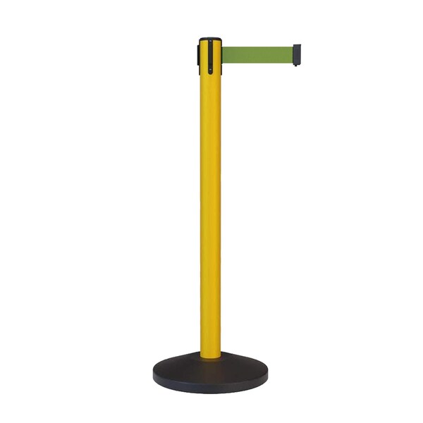 Montour Line Stanchion Belt Barrier Yellow Post 13ft.Olive Belt - ES400-YW-OL-130