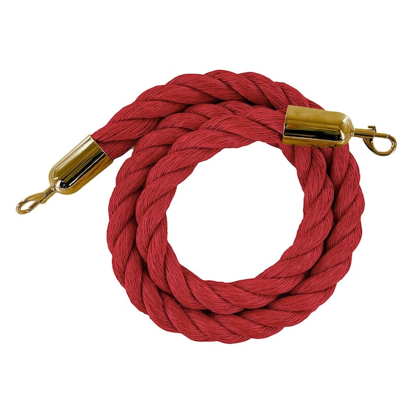 Montour Line Twisted Polyprop.Rope Red With Satin Brass Snap Ends 6ft.Cotton Core - PPR150-60-RD-SE-SB
