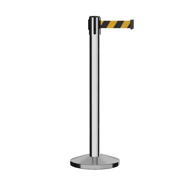 Montour Line Stanchion Belt Barrier Pol.Steel Post 14ft. Black/Yel Belt - ES660-PS-BYD-140