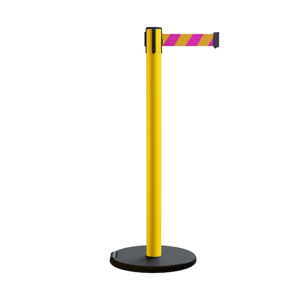 Montour Line Retractable Belt Rolling Stanchion, 2.5ft Yellow Post  11ft. Mag/Ye - P400RL-YW-MYD-110