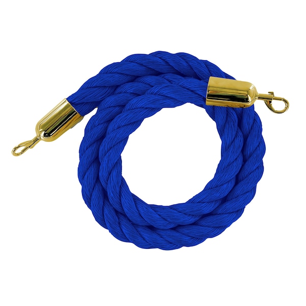 Montour Line Twisted Polyprop.Rope Blue With Pol.Brass Snap Ends 10ft.Cotton Core - PPR150-100-BL-SE-PB
