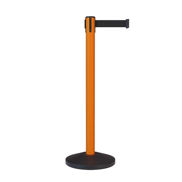 Montour Line Stanchion Belt Barrier Orange Post 13ft.Black Belt - ES400-OR-BK-130