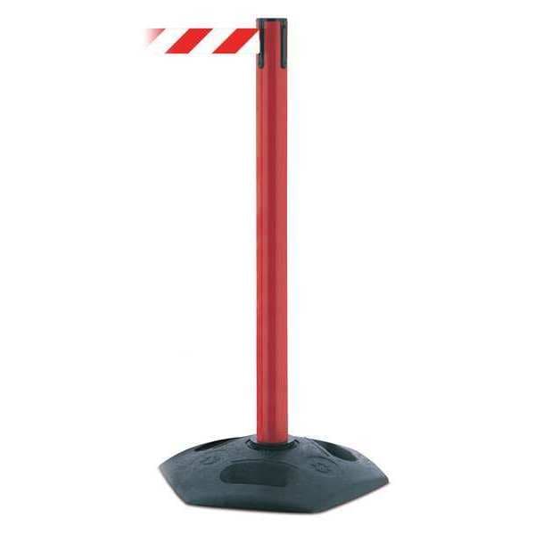 Tensabarrier Barrier Post with Belt, Red, 13 ft Length, 38 in Post Height, No Legend, Unfinished - 886-21-MAX-NO-D3X-C