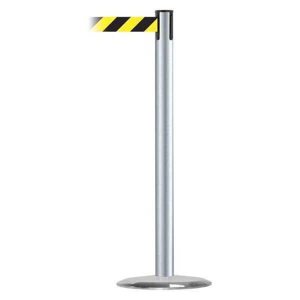 Tensabarrier Barrier Post with Belt, 7 1/2 ft Length, 38 in Post Height, No Legend, Satin Chrome - 889U-1S-1S-STD-NO-D4X-C