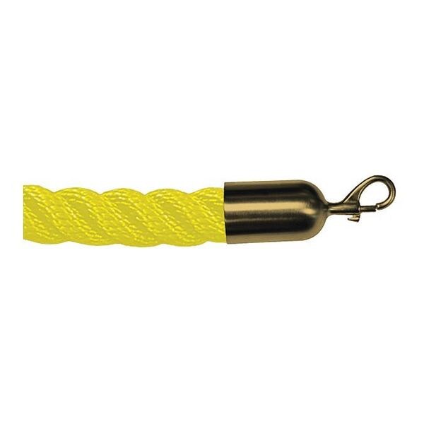 Lawrence Metal Barrier Rope, Yllw, 12 ft.L, Brass Snap End - ROPE-TWST-35-12/0-2-SNAP-2S