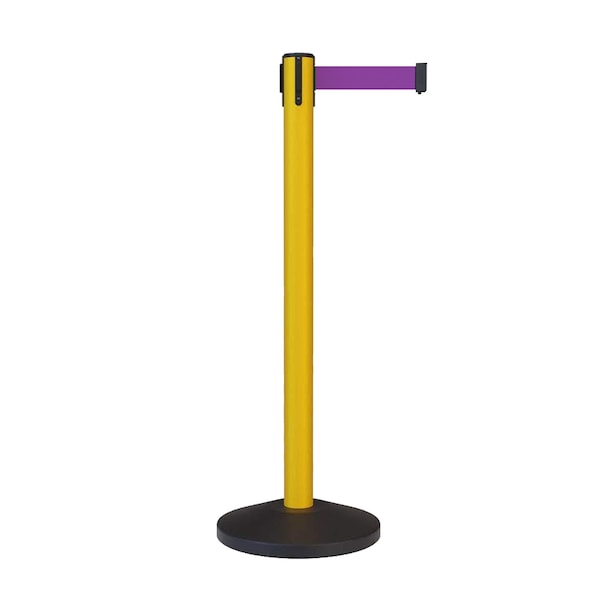 Montour Line Stanchion Belt Barrier Yellow Post 13ft.Purple Belt - ES400-YW-PE-130