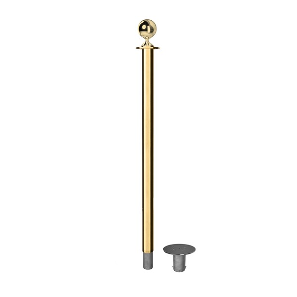Montour Line Stanchion Post and Rope Removable Base Pol.Brass Post Ball Top - SP400R-BA-PB