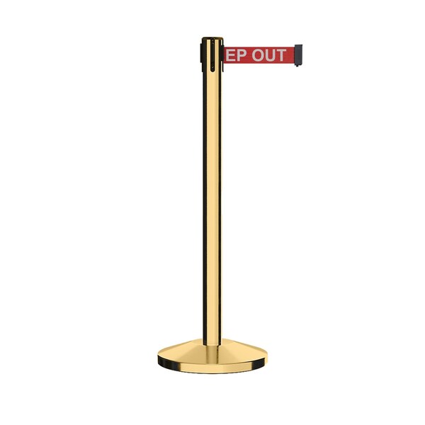 Montour Line Stanchion Belt Barrier Pol.Brass Post 13ft. RDang.Belt - ES400-PB-DANGERW-130
