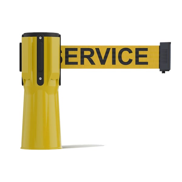 Montour Line Retractable Belt Barrier Cone Mount Yellow Case 11ft. Serv.Belt - CP100-YW-OUTOFYB-110