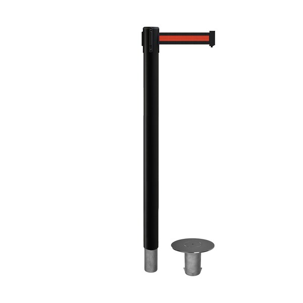Montour Line Stanchion Belt Barrier Removable Base Black Post 11ft.Bk/R H Belt - P400R-BK-BRH-110