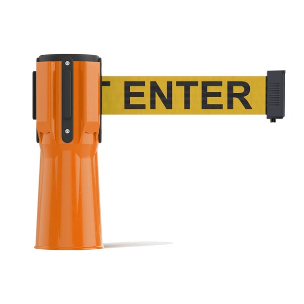 Montour Line Retractable Belt Barrier Cone Mount Orange Case 9ft. Cau.Belt - CP100-OR-CAUYB-90