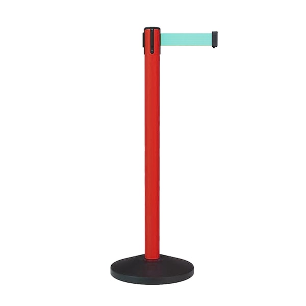 Montour Line Stanchion Belt Barrier Red Post 13ft.Light Green Belt - ES400-RD-LGN-130