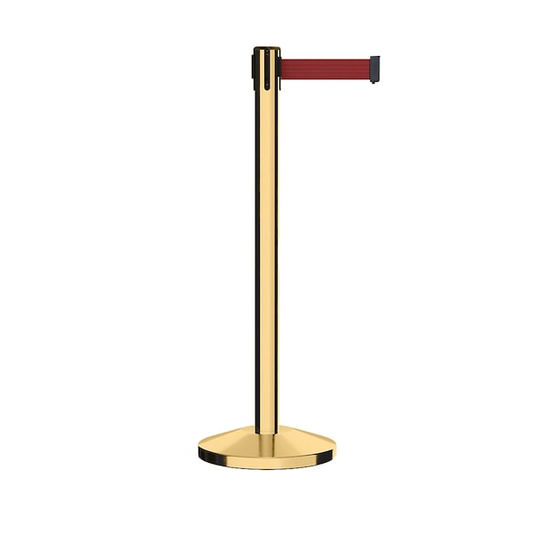 Montour Line Stanchion Belt Barrier Pol.Brass Post 7.5ftMaroon Belt - ES400-PB-MN-CCW-75