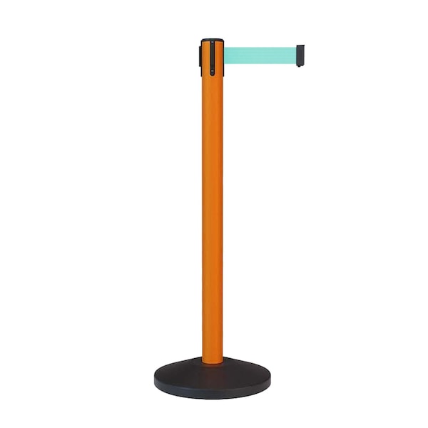 Montour Line Stanchion Belt Barrier Orange Post 9ft. Light Green Belt - ES400-OR-LGN-90