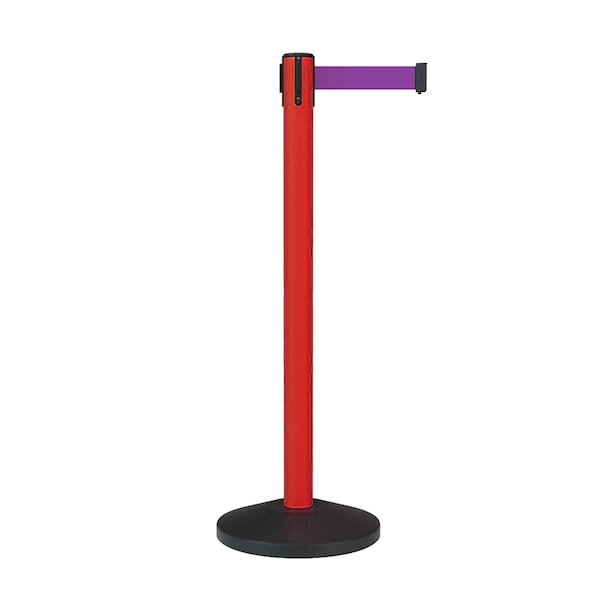 Montour Line Stanchion Belt Barrier Red Post 9ft. Purple Belt - ES400-RD-PE-90