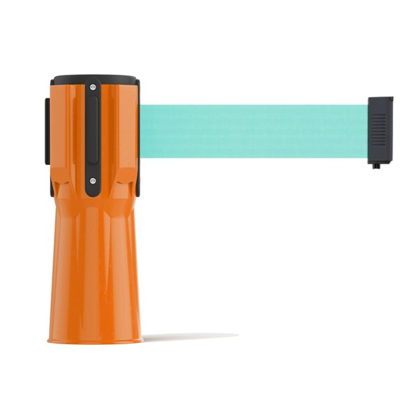 Montour Line Retractable Belt Barrier Cone Mount Orange Case 11ft. Lt Grn Belt - CP100-OR-LGN-110