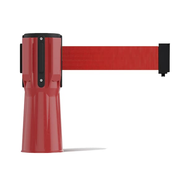 Montour Line Retractable Belt Barrier Cone Mount Red Case 7.5ft Red Belt - CP100-RD-RD75