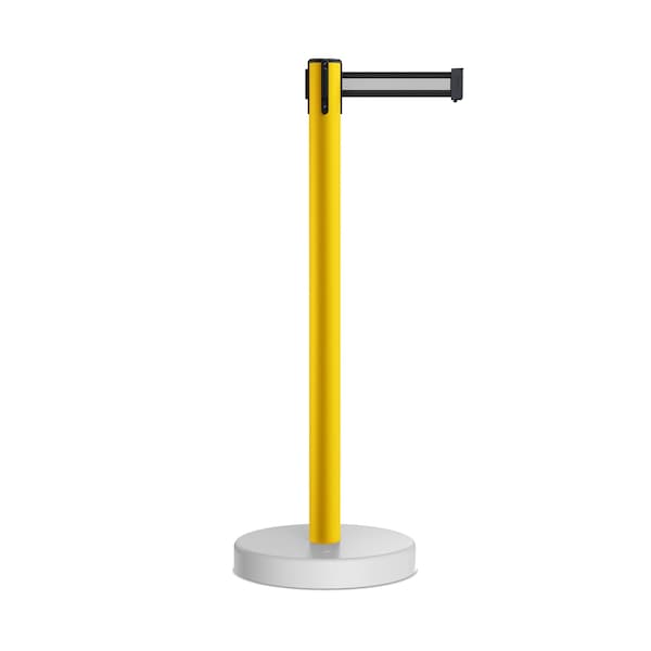 Montour Line Stanchion Belt Barrier WaterFillable Base Yellow Post 7.5ftBk/W H Belt - P400WF-YW-BWH-75