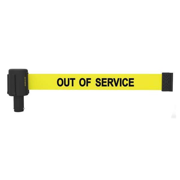 Banner Stakes Retractable Belt Barrier, Yellow, 15 ft Length, Out of Service - PL4111