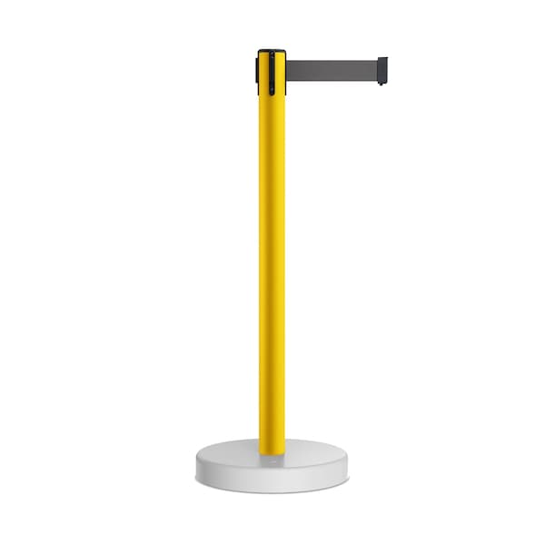 Montour Line Stanchion Belt Barrier WaterFillable Base Yellow Post 9ft.Dk Gry Belt - P400WF-YW-DGY-90