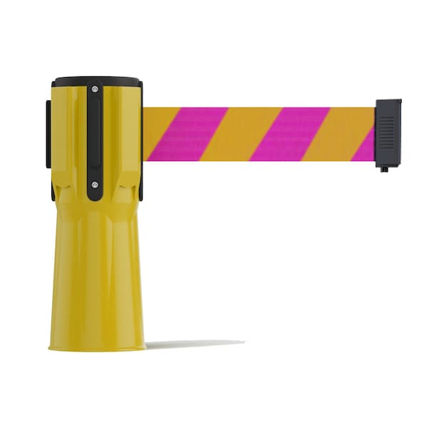Montour Line Retractable Belt Barrier Cone Mount Yellow Case 9ft. Mag/Ye Belt - CP100-YW-MYD-90