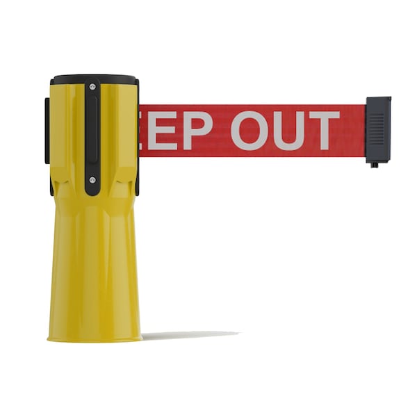 Montour Line Retractable Belt Barrier Cone Mount Yellow Case 7.5ftRDang.Belt - CP100-YW-DANGERW-75