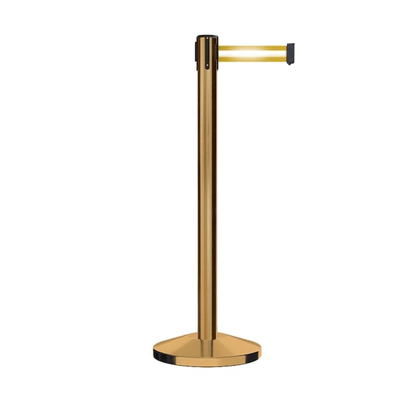Montour Line Stanchion Belt Barrier Sat.Brass Post 7.5ftY Ref. Belt - ES400-SB-YRH-ML-75
