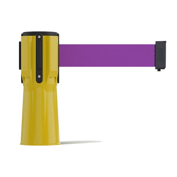 Montour Line Retractable Belt Barrier Cone Mount Yellow Case 7.5ftPurple Belt - CP100-YW-PE-75