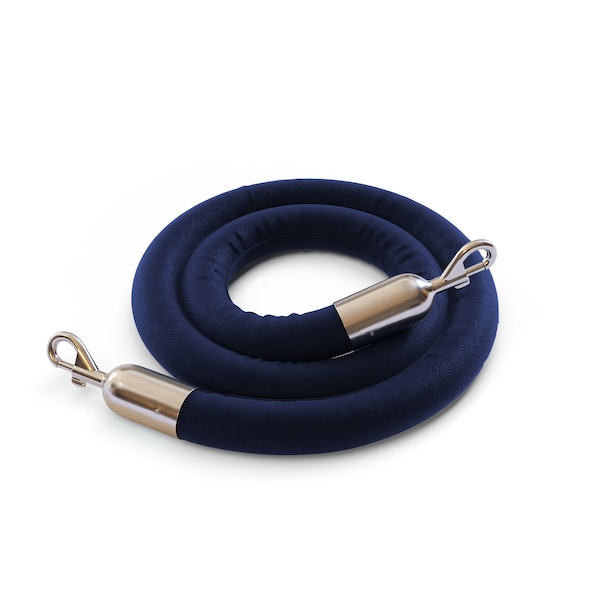 Montour Line Naugahyde Rope Dark Blue With Pol.Steel Snap Ends 10ft.Cotton Core - PNR150-100-DB-SE-PS