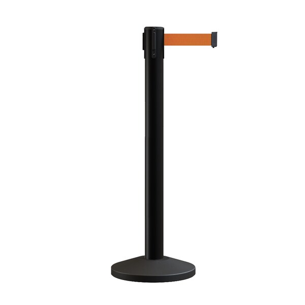 Montour Line Stanchion Belt Barrier Black Post 16ft. Orange Belt - ES660-BK-OR-160