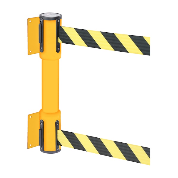 Queue Solutions WallMaster Twin 350, Yellow, 7.5' Yellow/Black BEWARE OPEN PIT Belt - WMTWIN350Y-YBBOP75