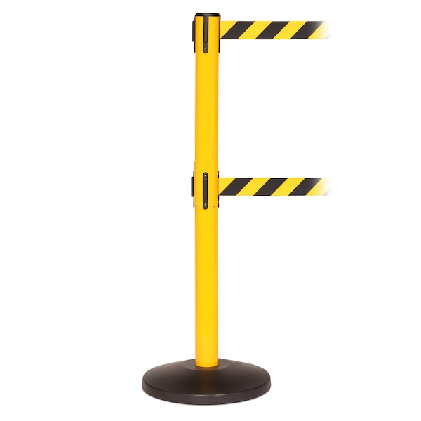 Queue Solutions SafetyMaster Twin 450, Yellow, 13' Yellow/Black OUT OF SERVICE Belt - SMTWIN450Y-YBO130