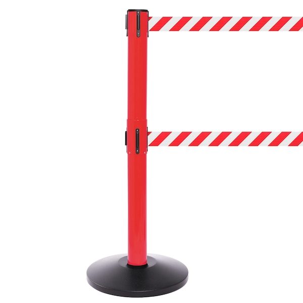 Queue Solutions SafetyPro Twin 300, Red, 16' Red/White AUTHORIZED ACCESS ONLY Belt - SPROTWIN300R-RWA160
