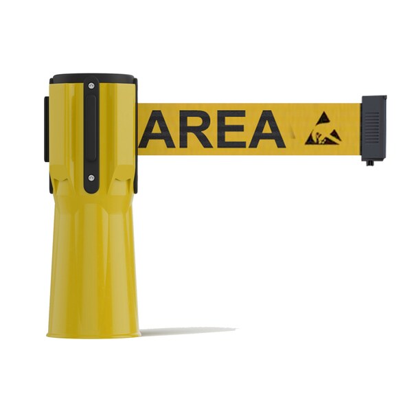 Montour Line Retractable Belt Barrier Cone Mount Yellow Case 7.5ftArea Belt - CP100-YW-ESDPRYB-75