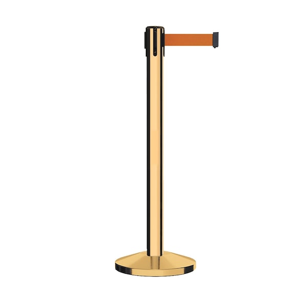 Montour Line Stanchion Belt Barrier Pol.Brass Post 14ft. Orange Belt - ES660-PB-OR-140