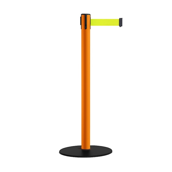 Montour Line Stanchion Belt Barrier Orange Post Low Base 13ft. Fl. Yellow Belt - S400-OR-FYW-130