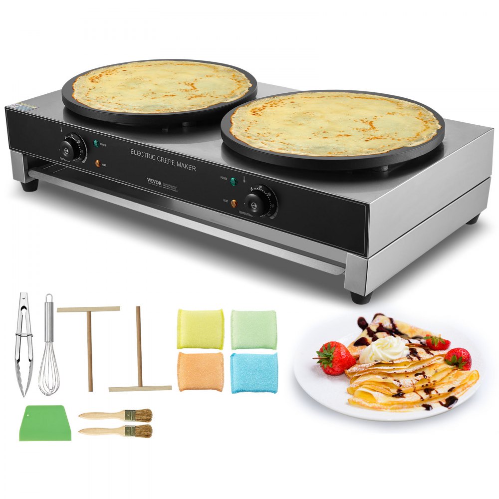 VEVOR 16-Inch Electric Crepe Maker Commercial Crepe Machine 3400W Double Head - SYJBJZYBP2ZF9O1N5V1