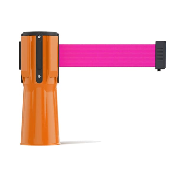 Montour Line Retractable Belt Barrier Cone Mount Orange Case 7.5ftFl.Pnk Belt - CP100-OR-FPK-75