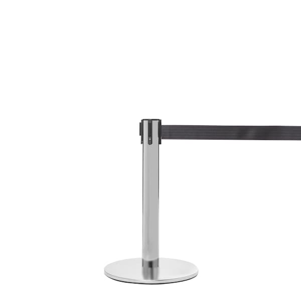 Queue Solutions QueuePro Mini 250, Polished Stain., 16' Black/White Horiz. Stripe Belt - PROMINI300SS-BW160