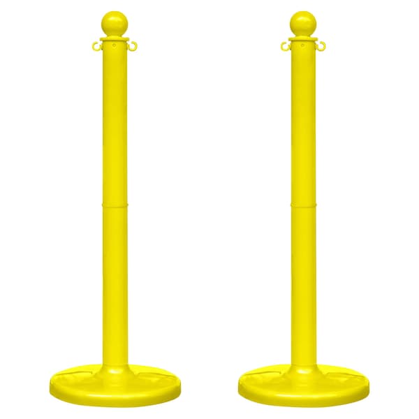 Mr. Chain Yellow Medium Duty Stowable Stanchion, 2PK - 93702-2