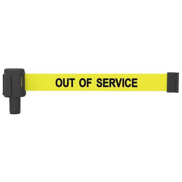 Banner Stakes Retractable Belt Head, Yellow, 15 ft Length, Out of Service, Matte - PL4036