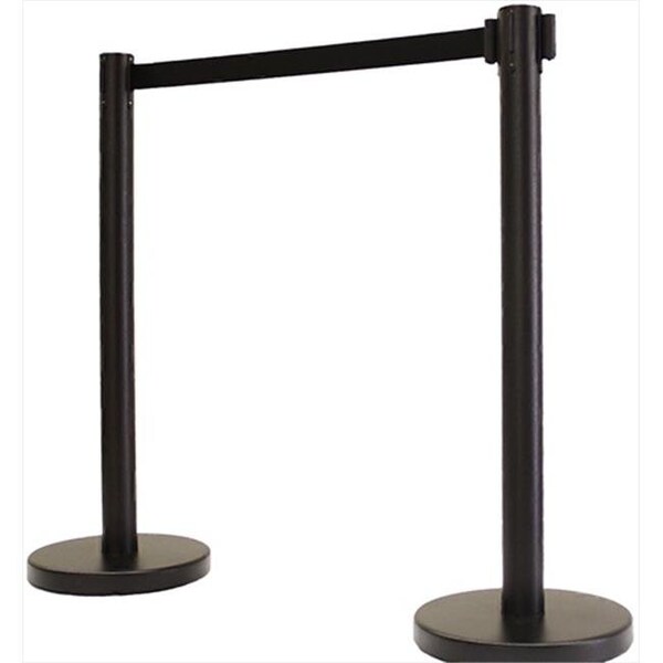 Vic Crowd Control Inc VIP Crowd Control 1100-10 14 in. Flat Base Black Post & Cover Retractable Belt Stanchion - 10 ft. Black Belt - 1100-10