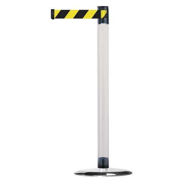Tensabarrier Barrier Post with Belt, 13 ft Length, 38 in Post Height, No Legend, Polished chrome - TCLU-1P-MAX-NO-D4X-C