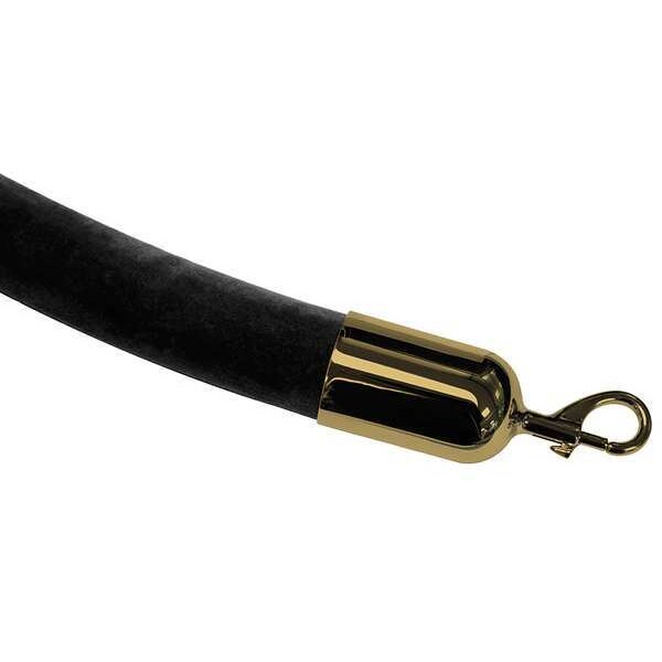 Lawrence Metal Black Velour Rope, 6 ft, Black - ROPE-VELR-33-06/0-2-SNAP-2P