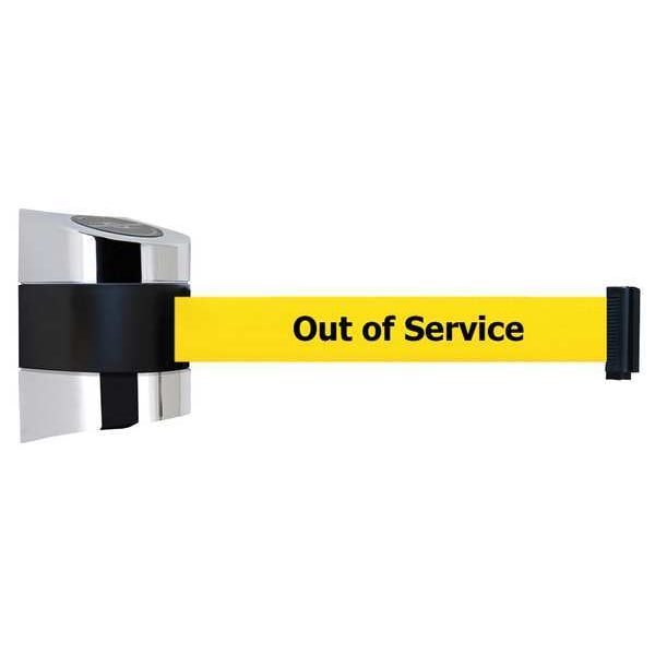 Tensabarrier Belt Barrier, Chrome, Belt Color Yellow - 897-15-S-1P-NO-YEX-C