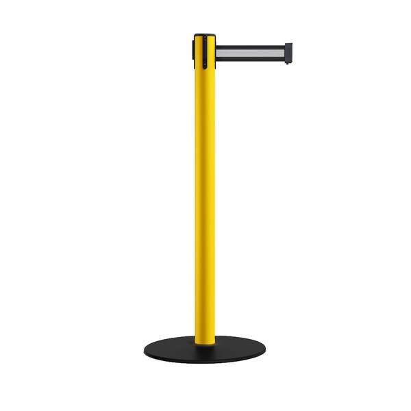 Montour Line Stanchion Belt Barrier Yellow Post Low Base 13ft. Black/Wh HL Belt - S400-YW-BWH-130